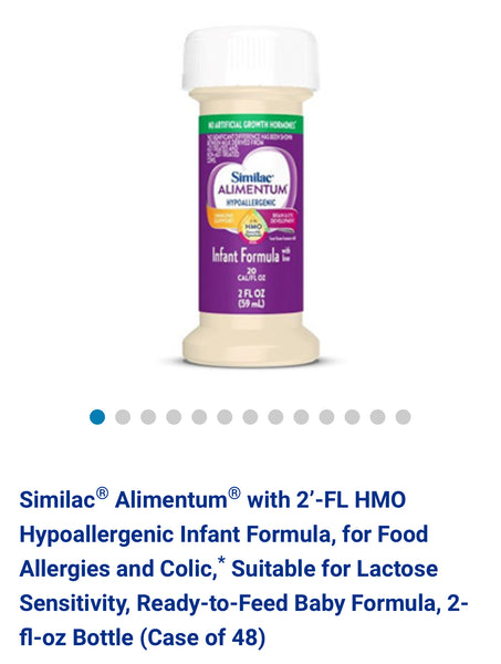 48 bottles of 2 oz Similac® Alimentum® HMO Hypoallergenic Infant Formula, Ready-to-Feed Baby Formula