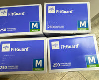 Medline Fitguard Nitrile Exam Gloves ,4 Boxes X250 Ct=1000 Ct, Pwder Free