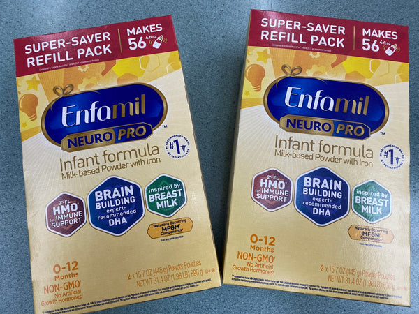 Two Enfamil NeuroPro Baby Formula Powder Refill Pack 15.7 X 4Boxes=62.8oz EXP 1/2024