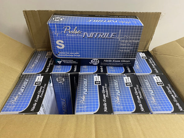 Pulse nitrile exam gloves Small, 10 Boxes Of 200 Ct=2000 Gloves, chemo tested, made in Malaysia