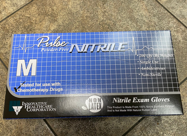 Pulse nitrile exam gloves Medium  , A Box Of 200 Ct, Chemo Tested, Pwder Free