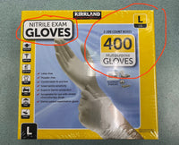 Kirkland Signature Nitrile Exam Gloves,Large - 400 Count