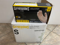 Gloveworks Clear Vinyl Gloves size Small,3 Boxes Of 100